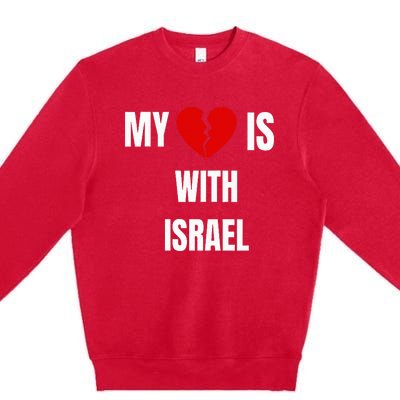 retro My Heart is With Israel I Stand With Israel Premium Crewneck Sweatshirt