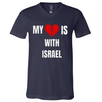 retro My Heart is With Israel I Stand With Israel V-Neck T-Shirt