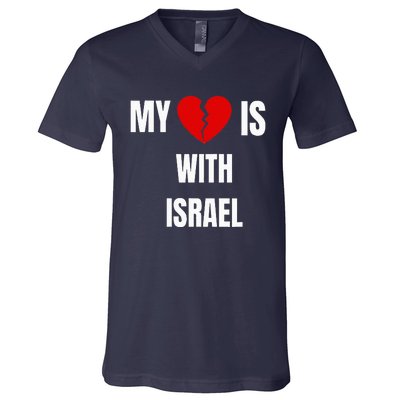 retro My Heart is With Israel I Stand With Israel V-Neck T-Shirt