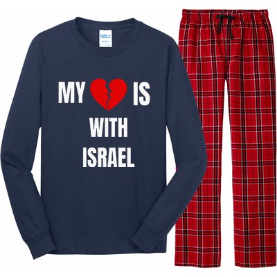 retro My Heart is With Israel I Stand With Israel Long Sleeve Pajama Set