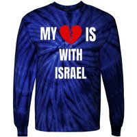 retro My Heart is With Israel I Stand With Israel Tie-Dye Long Sleeve Shirt