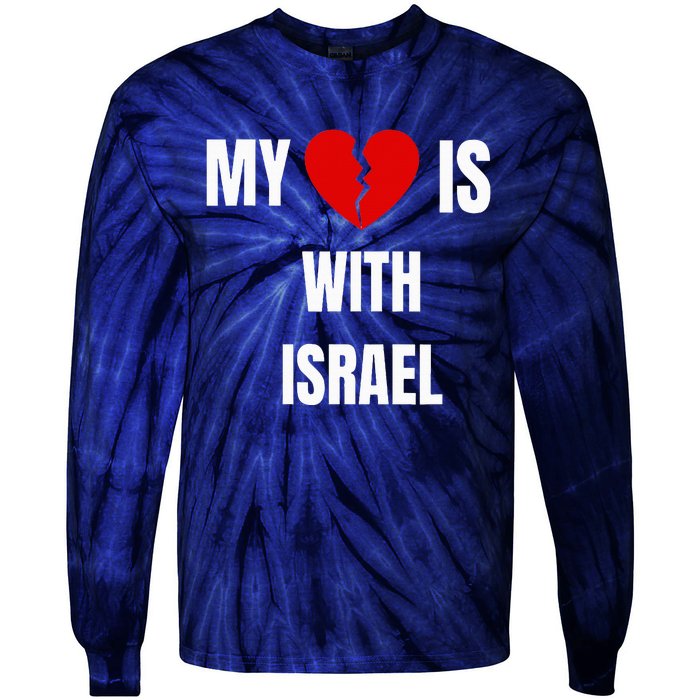 retro My Heart is With Israel I Stand With Israel Tie-Dye Long Sleeve Shirt