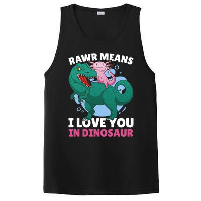 Rawr Means I Love You In Dinosaur With Axolotl With Dinosaur Gift PosiCharge Competitor Tank