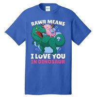 Rawr Means I Love You In Dinosaur With Axolotl With Dinosaur Gift Tall T-Shirt