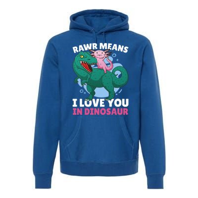 Rawr Means I Love You In Dinosaur With Axolotl With Dinosaur Gift Premium Hoodie