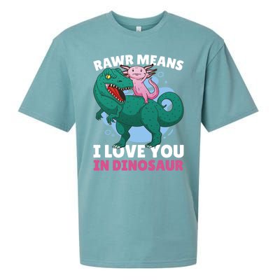 Rawr Means I Love You In Dinosaur With Axolotl With Dinosaur Gift Sueded Cloud Jersey T-Shirt