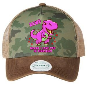 Rawr Means I Love You In Dinosaur With Big Pink Dinosaur Gift Legacy Tie Dye Trucker Hat