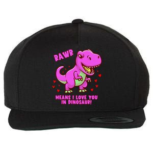 Rawr Means I Love You In Dinosaur With Big Pink Dinosaur Gift Wool Snapback Cap