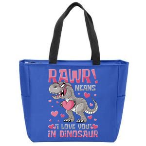 Rawr! Means I Love You In Dinosaur Valentines Day Meaningful Gift Zip Tote Bag