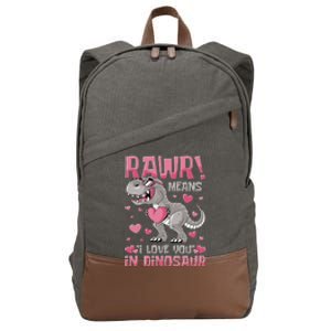 Rawr! Means I Love You In Dinosaur Valentines Day Meaningful Gift Cotton Canvas Backpack