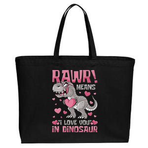 Rawr! Means I Love You In Dinosaur Valentines Day Meaningful Gift Cotton Canvas Jumbo Tote