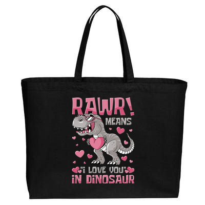 Rawr! Means I Love You In Dinosaur Valentines Day Meaningful Gift Cotton Canvas Jumbo Tote