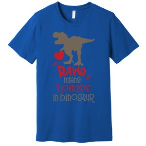 Rawr Means Icute Giftlove You In Dinosaur Valentines Day 2022 Gift Premium T-Shirt