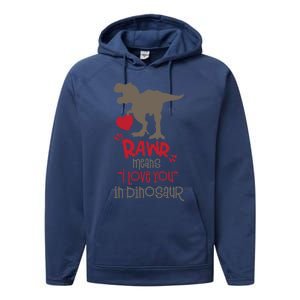 Rawr Means Icute Giftlove You In Dinosaur Valentines Day 2022 Gift Performance Fleece Hoodie