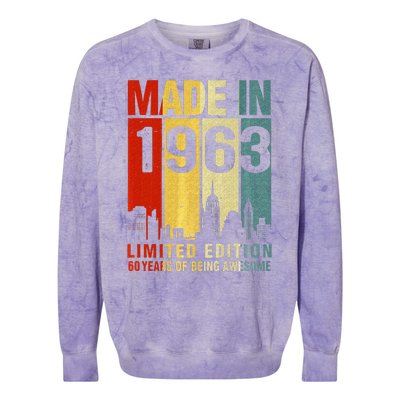 Retro Made In 1963 Limited Edition 60 Years Of Being Awesome Colorblast Crewneck Sweatshirt