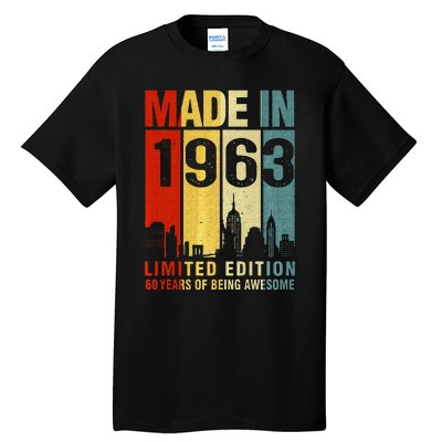 Retro Made In 1963 Limited Edition 60 Years Of Being Awesome Tall T-Shirt