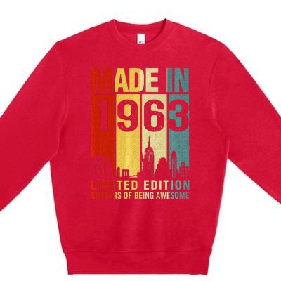 Retro Made In 1963 Limited Edition 60 Years Of Being Awesome Premium Crewneck Sweatshirt