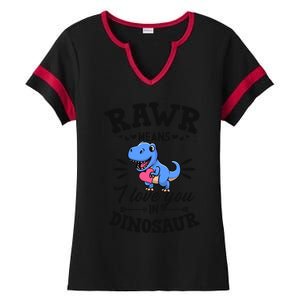 Rawr Means I Love You In Dinosaur Tgreat Giftrex Cute Valentines Day Gift Ladies Halftime Notch Neck Tee