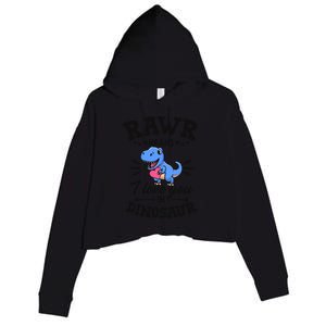 Rawr Means I Love You In Dinosaur Tgreat Giftrex Cute Valentines Day Gift Crop Fleece Hoodie