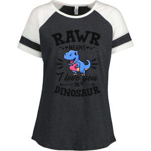 Rawr Means I Love You In Dinosaur Tgreat Giftrex Cute Valentines Day Gift Enza Ladies Jersey Colorblock Tee