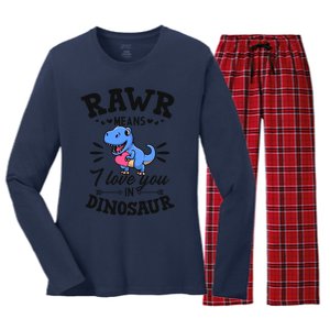 Rawr Means I Love You In Dinosaur Tgreat Giftrex Cute Valentines Day Gift Women's Long Sleeve Flannel Pajama Set 