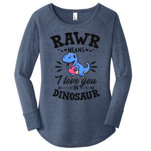 Rawr Means I Love You In Dinosaur Tgreat Giftrex Cute Valentines Day Gift Women's Perfect Tri Tunic Long Sleeve Shirt