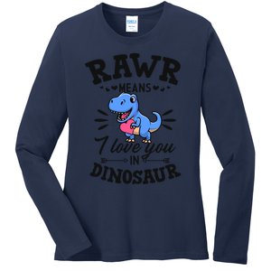 Rawr Means I Love You In Dinosaur Tgreat Giftrex Cute Valentines Day Gift Ladies Long Sleeve Shirt