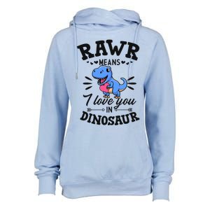 Rawr Means I Love You In Dinosaur Tgreat Giftrex Cute Valentines Day Gift Womens Funnel Neck Pullover Hood