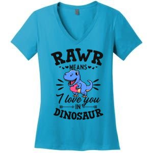 Rawr Means I Love You In Dinosaur Tgreat Giftrex Cute Valentines Day Gift Women's V-Neck T-Shirt