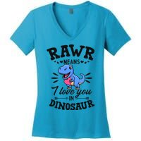 Rawr Means I Love You In Dinosaur Tgreat Giftrex Cute Valentines Day Gift Women's V-Neck T-Shirt