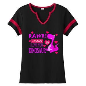 Rawr Means I Love You In Dinosaur Funny Couple Ladies Halftime Notch Neck Tee