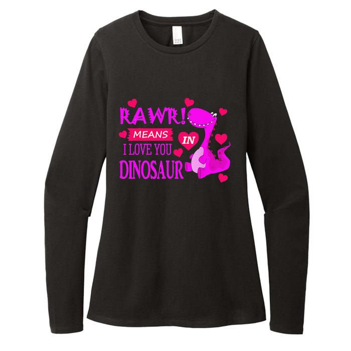 Rawr Means I Love You In Dinosaur Funny Couple Womens CVC Long Sleeve Shirt