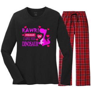 Rawr Means I Love You In Dinosaur Funny Couple Women's Long Sleeve Flannel Pajama Set 