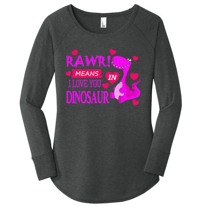 Rawr Means I Love You In Dinosaur Funny Couple Women's Perfect Tri Tunic Long Sleeve Shirt