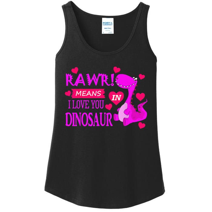 Rawr Means I Love You In Dinosaur Funny Couple Ladies Essential Tank