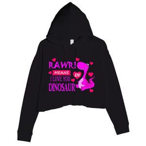 Rawr Means I Love You In Dinosaur Funny Couple Crop Fleece Hoodie