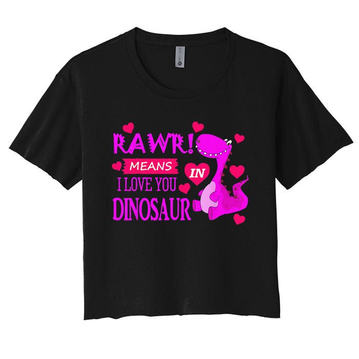 Rawr Means I Love You In Dinosaur Funny Couple Women's Crop Top Tee