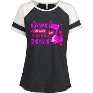 Rawr Means I Love You In Dinosaur Funny Couple Enza Ladies Jersey Colorblock Tee