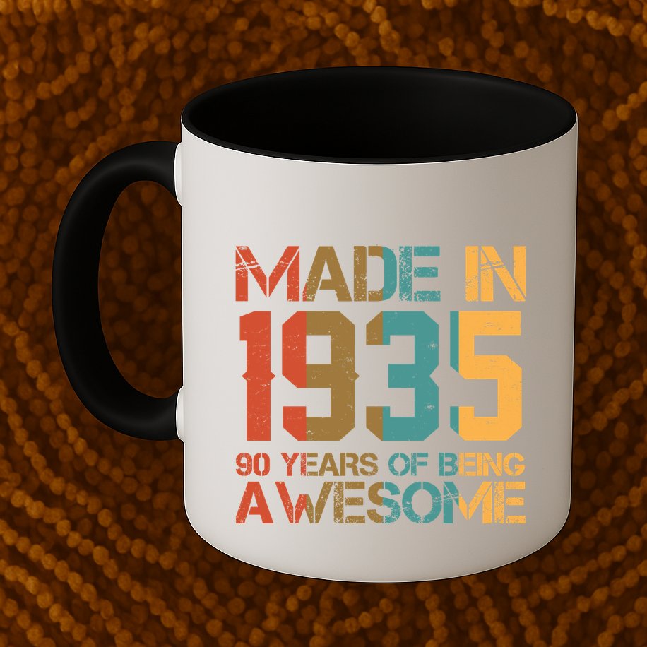 Retro Made In 1935 90 Years Of Being Awesome Birthday Mug