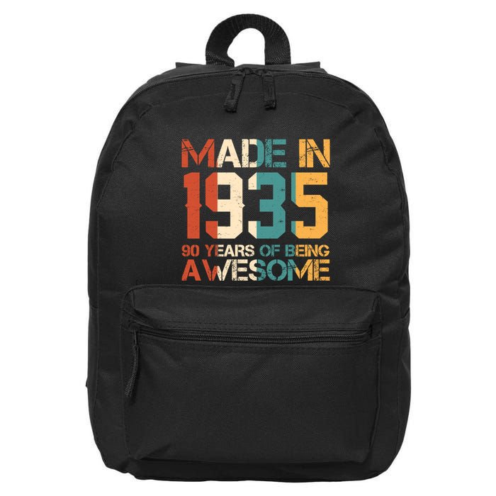 Retro Made In 1935 90 Years Of Being Awesome Birthday 16 in Basic Backpack