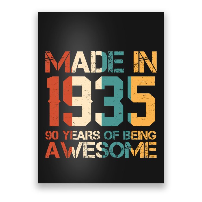 Retro Made In 1935 90 Years Of Being Awesome Birthday Poster