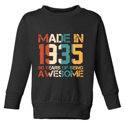 Retro Made In 1935 90 Years Of Being Awesome Birthday Toddler Sweatshirt