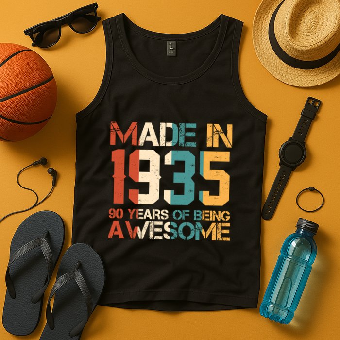 Retro Made In 1935 90 Years Of Being Awesome Birthday Tank Top