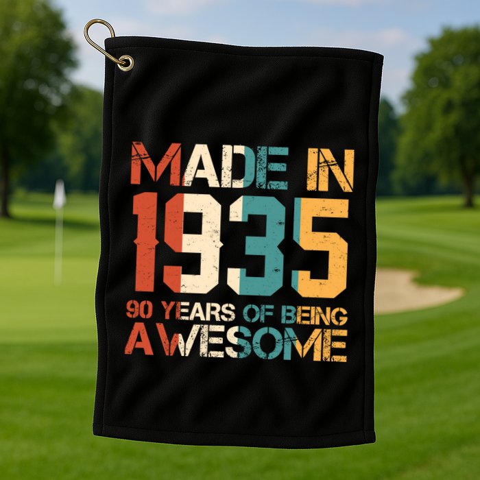 Retro Made In 1935 90 Years Of Being Awesome Birthday Golf Towel
