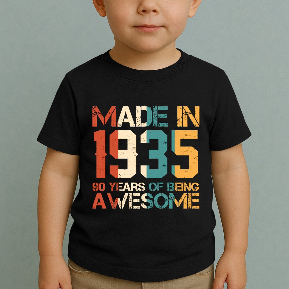 Retro Made In 1935 90 Years Of Being Awesome Birthday Toddler T-Shirt