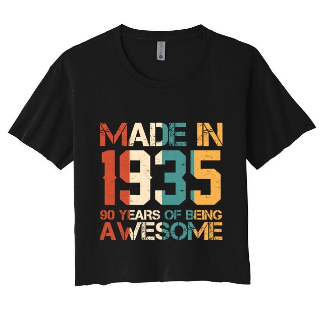 Retro Made In 1935 90 Years Of Being Awesome Birthday Crop Top
