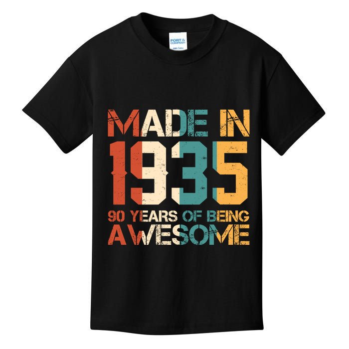 Retro Made In 1935 90 Years Of Being Awesome Birthday Kids T-Shirt
