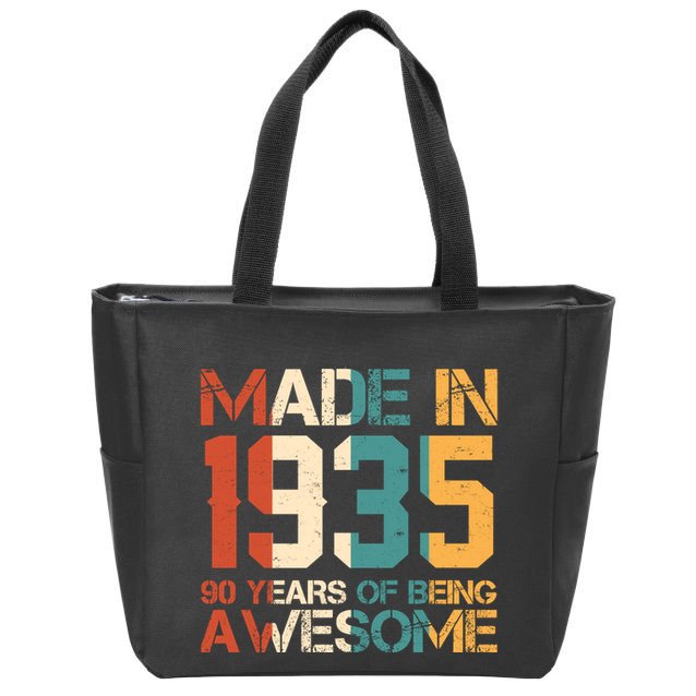 Retro Made In 1935 90 Years Of Being Awesome Birthday Zip Tote Bag