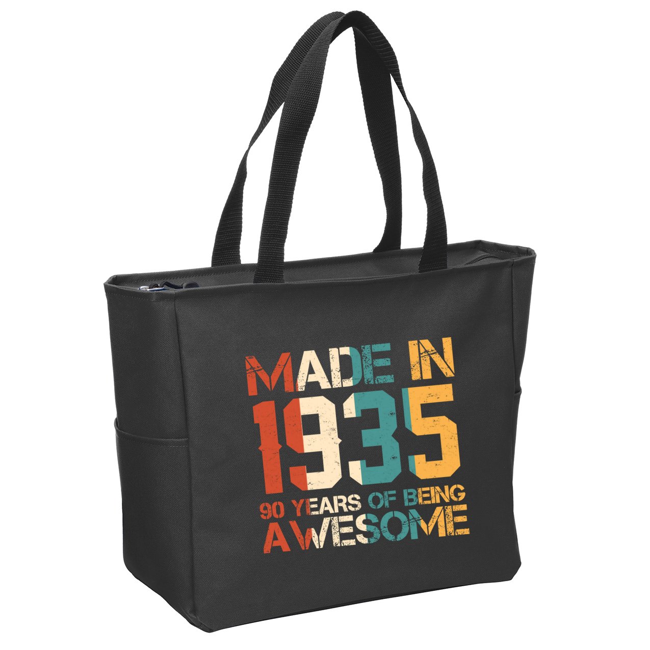 Retro Made In 1935 90 Years Of Being Awesome Birthday Zip Tote Bag