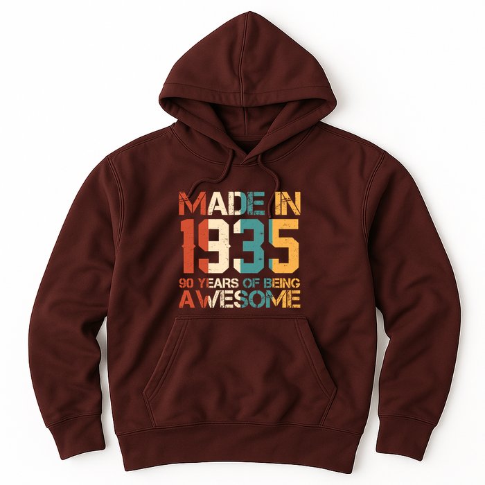 Retro Made In 1935 90 Years Of Being Awesome Birthday Hoodie